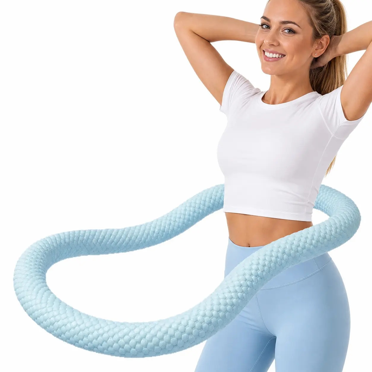 Soft Weighted Hula Hoop for Women – Comfortable No Pain Waist Trainer Hoop, Foldable Home Workout Fitness Equipment