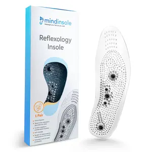 MindInSole Acupressure Magnetic Massage Foot Therapy Reflexology Pain Relief Shoe Insoles 1 Pair Washable One Size Fits All Men and Women