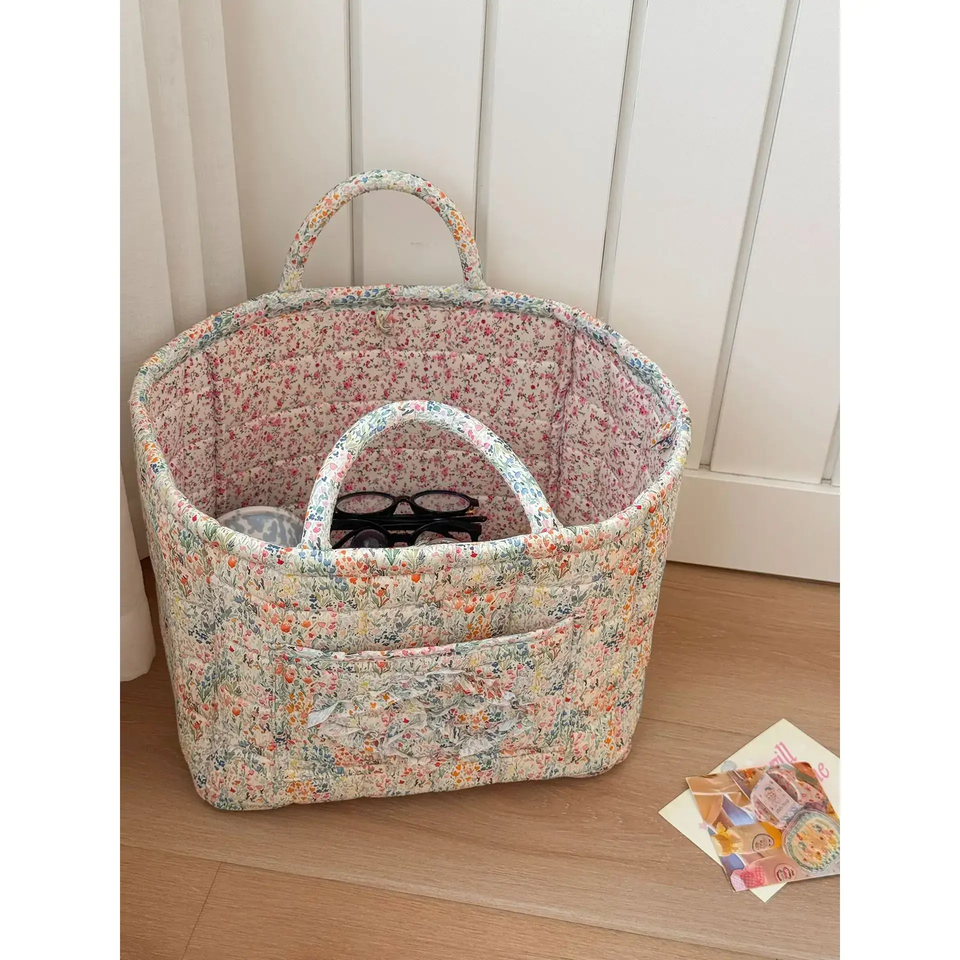 Flower Foldable Storage Basket Cotton Foldable Laundry Basket Used for Clothes, Toys, and Blankets Car Trunk Storage Rear Seat Storage Machine Washable Decorative Box Used for Bedroom, Bathroom, and Living Room Large Capacity Weaving Design Flower Foldable Storage Basket Cotton Foldable Laundry Basket Used for Clothes, Toys, and Blankets Car Trunk Storage Rear Seat Storage Machine Washable Decorative Box Used for Bedroom, Bathroom, and Living Room Large Capacity Weaving Design