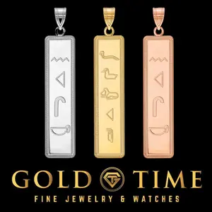 Customizable Egyptian Hieroglyphics Cartouche Pendant - Silver or Gold Jewelry Accessory, Silver Necklace Pendant