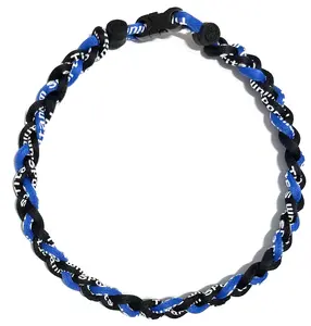Baseball 3 Rope Braid Tornado Energy Necklace Royal Blue Black