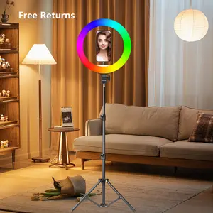 10 Inch RGB Video Lighting with tripod 1.1 m /43.3in Tripod  for Video Makeup Photography #Adjustable RGB Selfie Ring Light Set #ring light glow #SummerWins#FathersDayGift