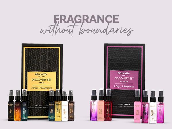 BellaVita Luxury Discovery Gift Set Combo for Men and Women 14x8 ml Micro Perfumes Includes 7 Womens Scents Senorita Rose Date Glam Diva Hot Mess White Oud and 7 Mens Scents CEO Man GOAT Man Klub Man Skai Ocean Man White Oud Gold Oud