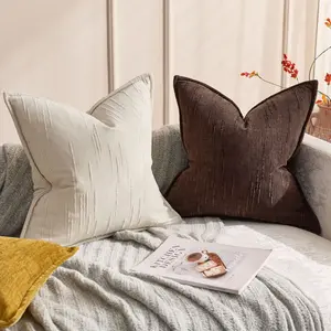 2 Piece Cushion Covers, Classic Simple Soft Vertical Texture, Snug Fit Chenille Decorative Pillow Cases, 45x45cm, Sofa Bedroom Backrest，No Core Included