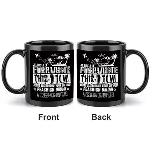 11 Oz Vacation Graffiti Coffee Cup, Travel Coffee Mugs, Ceramic Drinkware, Ceramic Double-Sided Print, Vintage Street Art Beach Travel Design, Perfect Gift