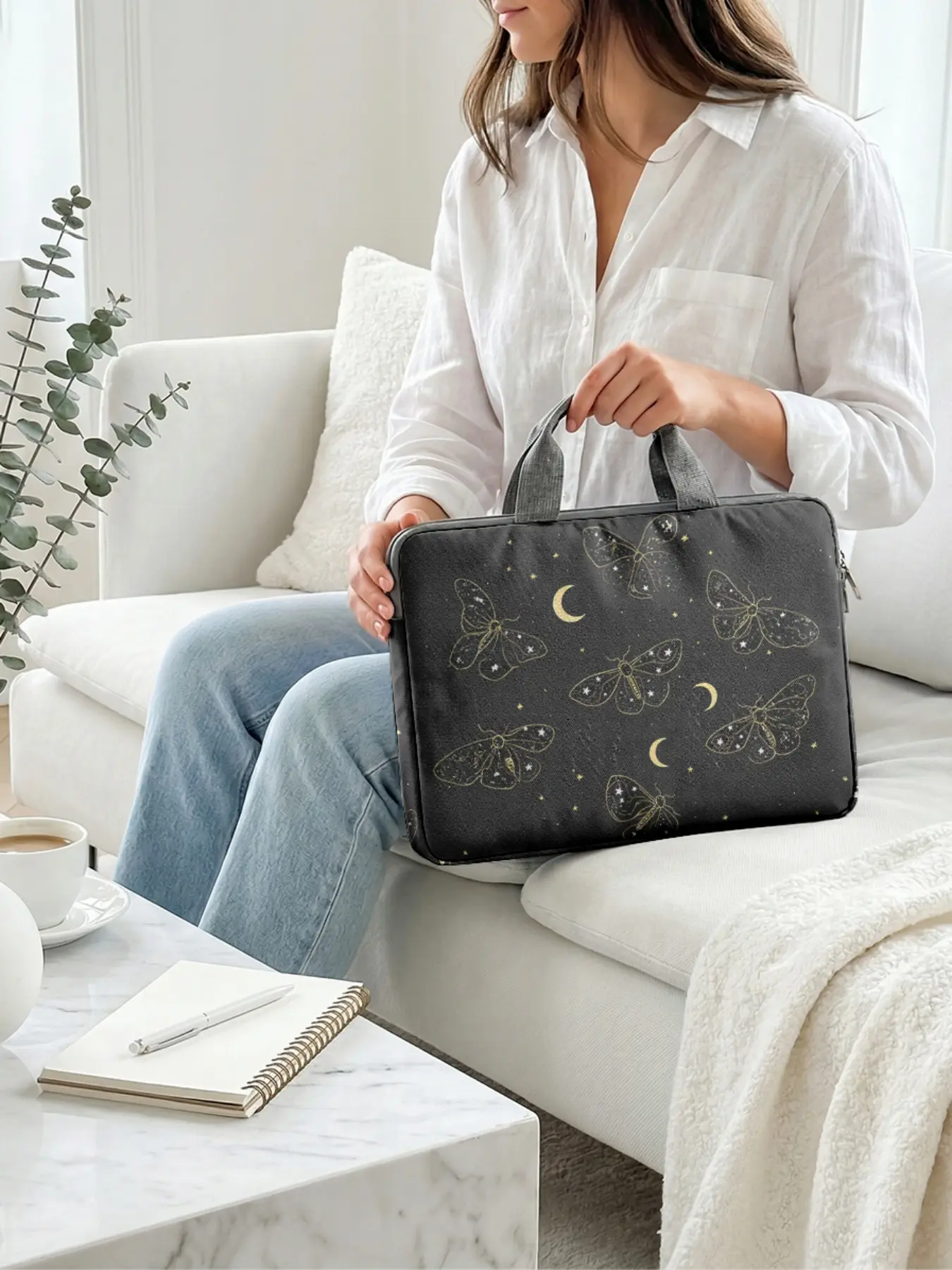 Galaxy Butterfly Printed Laptop Bag, Soft Sleeve, for Laptop & Tablet, Zipper Storage Bag