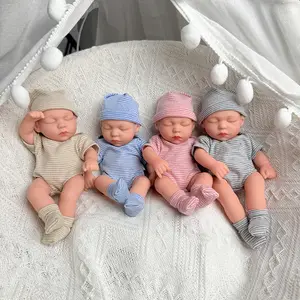1 Set Mini Baby Dolls Clearance Toys with Clothing Doll Accessories for Christmas Gift , 19cm Small Sleeping Time Silicone Baby Dolls for Girls ,Multiful Clothes Could Chosen