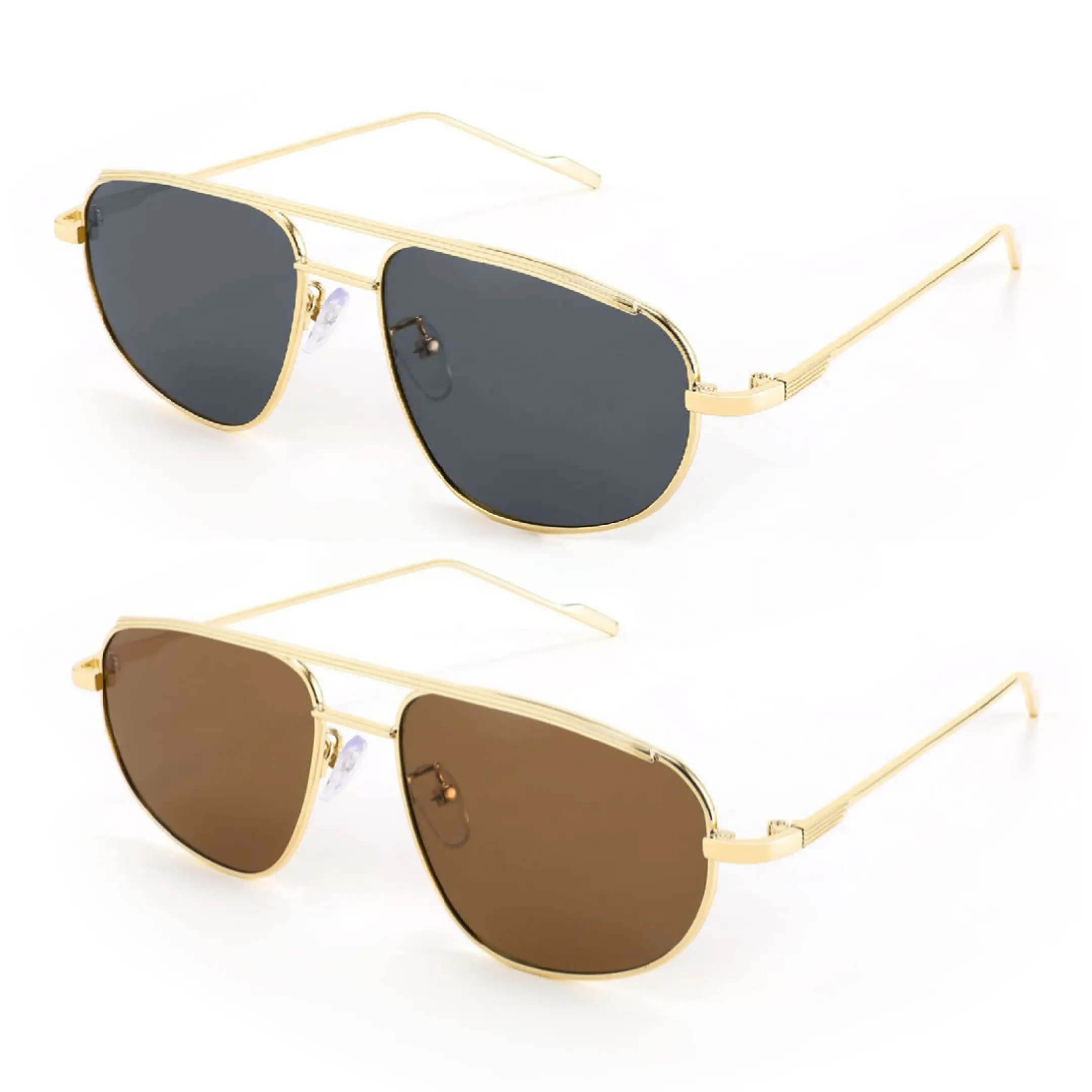 2 Pack Gold Frame/Gray Lens+Gold Frame/Tea Lens