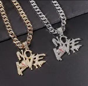 Heartbreak NO LOVE Pendant Hip Hop Cuban Chain