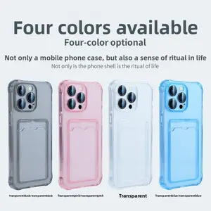 Suitable for iPhone 16 Case 15 Pro Max Four-Corner Airbag Shockproof Protective Cover 11/12 Transparent Card Slot Case 14/15 Pro Simple Protector Accessories