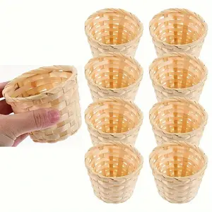 Mini Woven Bamboo Basket, Home Decor Storage Box, Desktop Small Organizer, Mini Flower Basket, Ideal for Christmas, Thanksgiving, Weddings