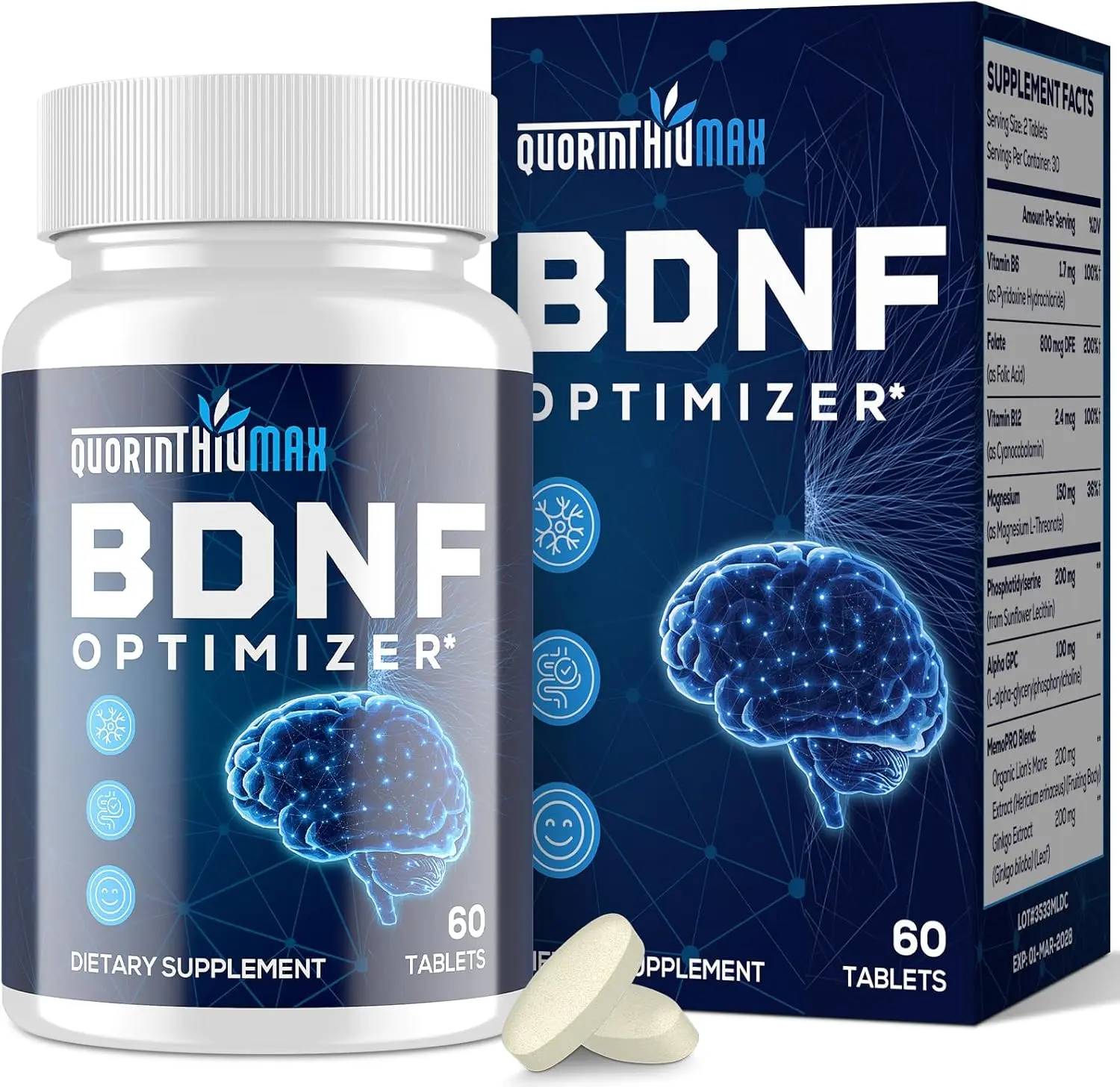 Nootropic Brain Supplement for Memory and Focus BDNF Optimizer for Cognitive Enhancement Mental Clarity Mood and High Absorption Organic Lions Mane L-Theanine Ginkgo Biloba and Alpha GPC Capsules for Adults