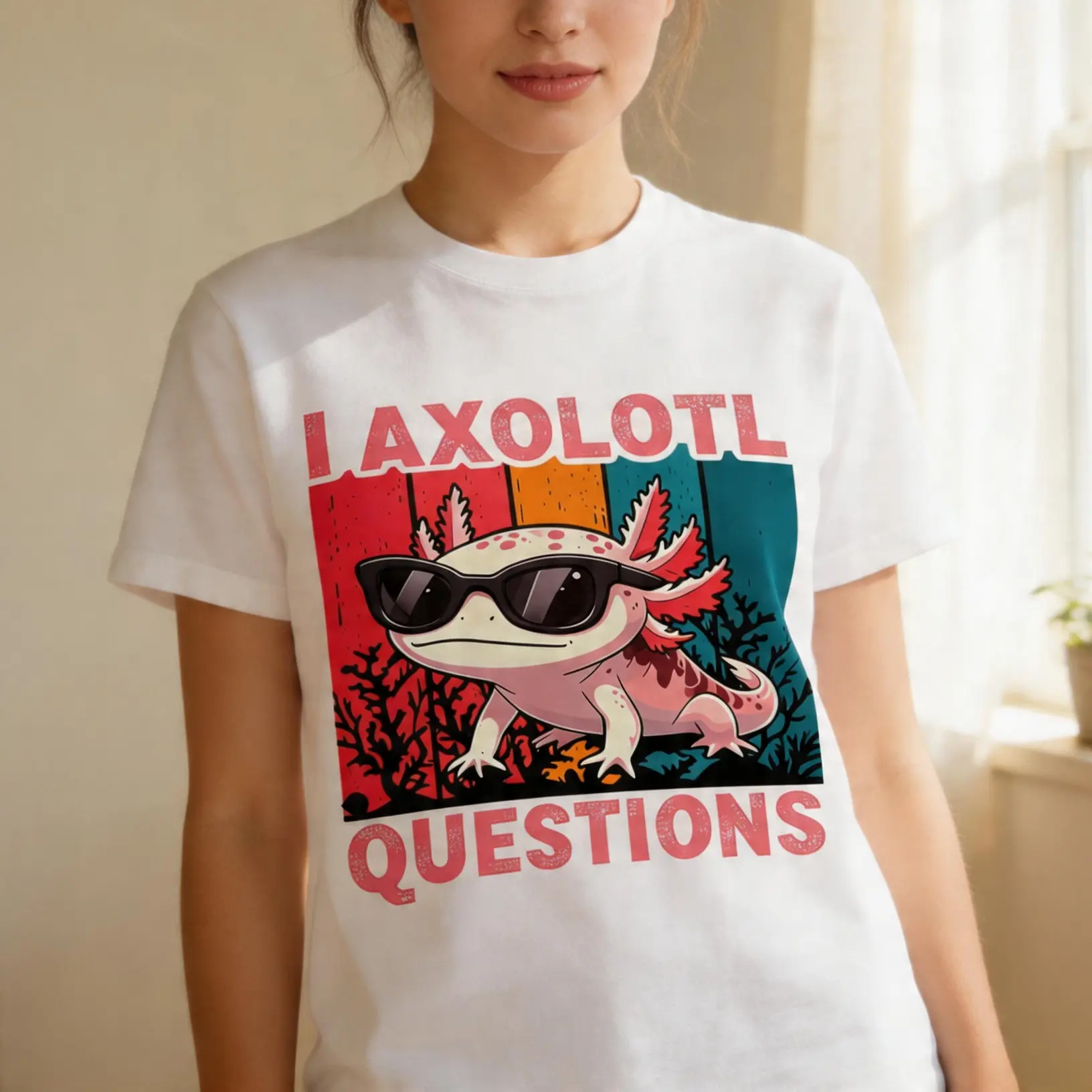 “I Axolotl Questions” Funny T-Shirt – Retro Vintage Style, Unisex for Adults, Youth, Perfect Pun Gift for Axolotl Lovers