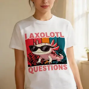 “I Axolotl Questions” Funny T-Shirt – Retro Vintage Style, Unisex for Adults, Youth, Perfect Pun Gift for Axolotl Lovers