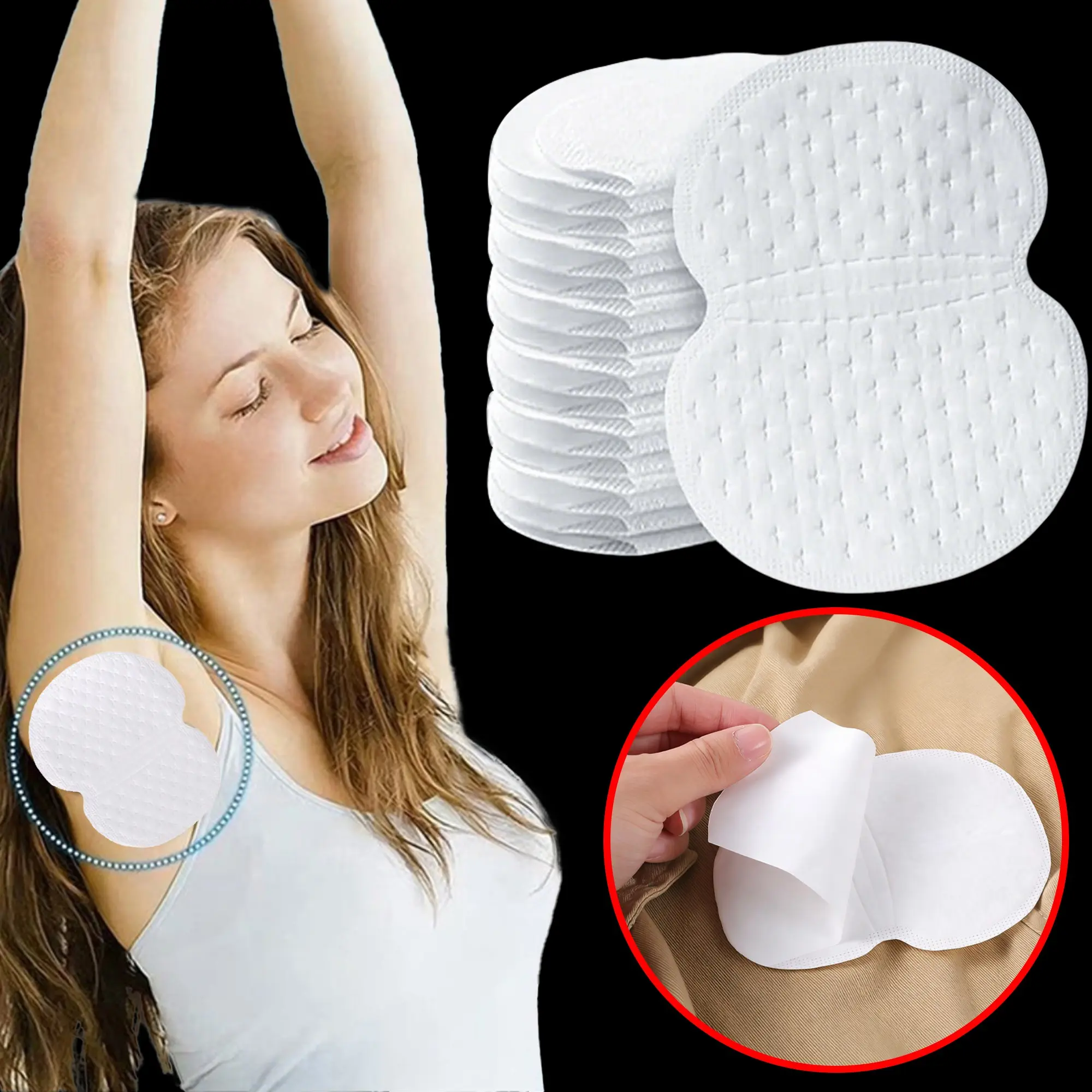 16pcs Disposable Armpit Sweat Pads, Invisible Anti-Sweat Stickers, Underarm Absorbent Patches, Comfortable Odorless, Suitable for Outdoor Travelers