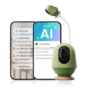 MONAI Smart WiFi Baby Monitor with 3K Camera, Powered by Proprietary AI, Cry/Sleep/Face-Covered Detection, Virtual Safety Fence, AI Parenting Q&A Assistant, Night Vision, Local Storage, Crib Mount