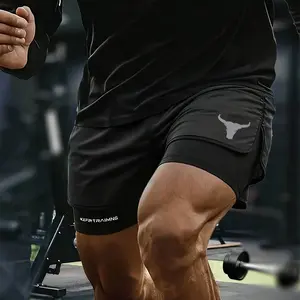 2 in 1 Mens Shorts Casual 2 Pack, Running Gym Shorts for Men 7 Inch, Workout Shorts Men with Pockets &Towel Loop