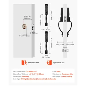 VEVOR Mechanical Keyless Entry Door Lock, 2.0 Code Upgrade, 4-7 Digits Code, Double-Sided Push Button Combination Keypad Door Lock with Pull Handle, Auto Locking, for Garden Gates, Indoor or Outdoor