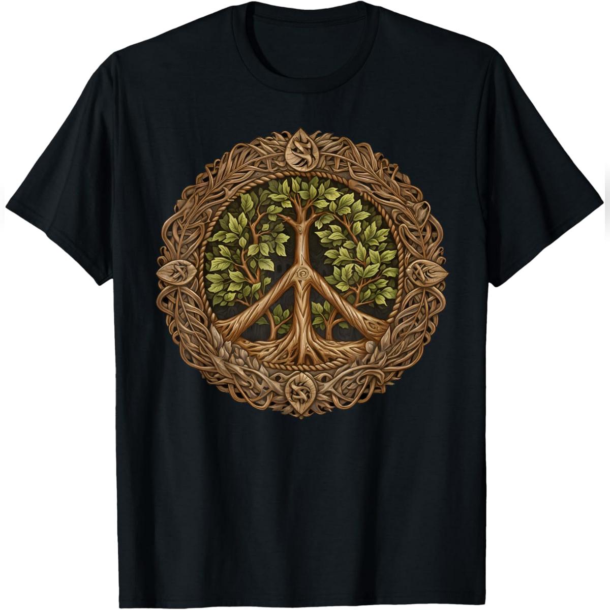 Tree of Life Peace T-Shirt Relaxed Fit Cotton T-Shirt