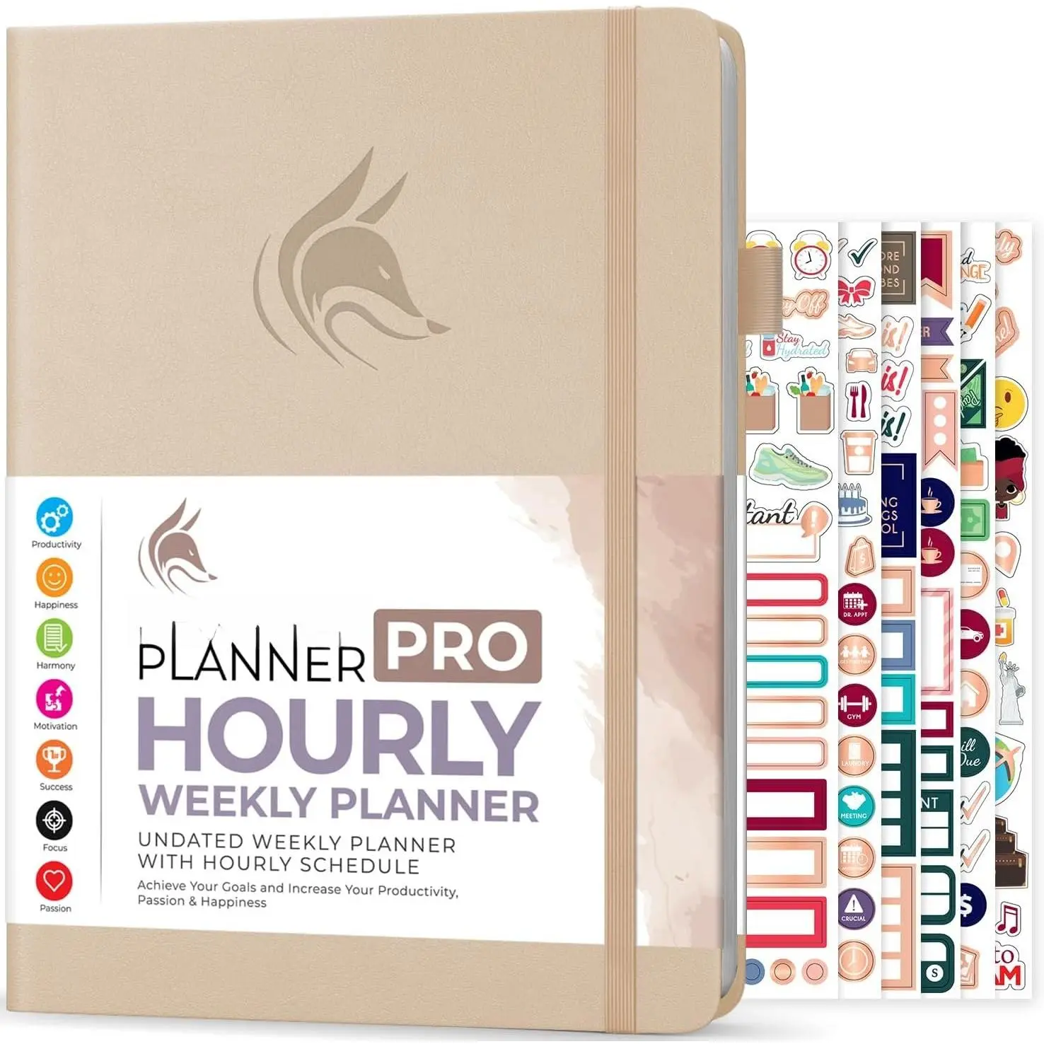 Planner PRO Schedule - Undated Weekly & Monthly Life Planner with Time Slots, Appointment Book & Daily Organizer, A4 (Seashell)