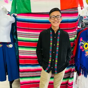 Artistry in Thread: Embroidered Men's Guayabera Shirt XL