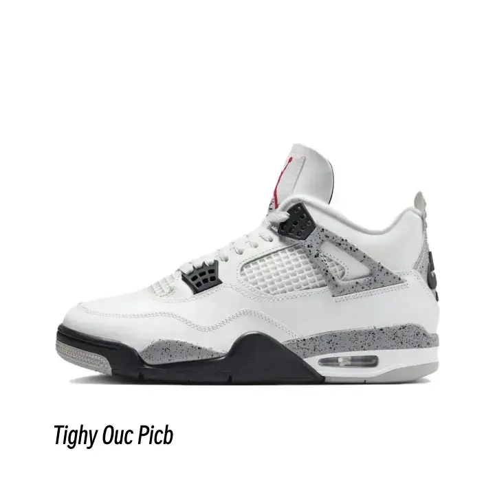 Unisex Retro Mid Top Sneakers, White Grey Cement Leather Athletic Shoes, Brand New Sealed with Original Shoe Box, Breathable Mesh Panel Street Fashion Trainer Footwear