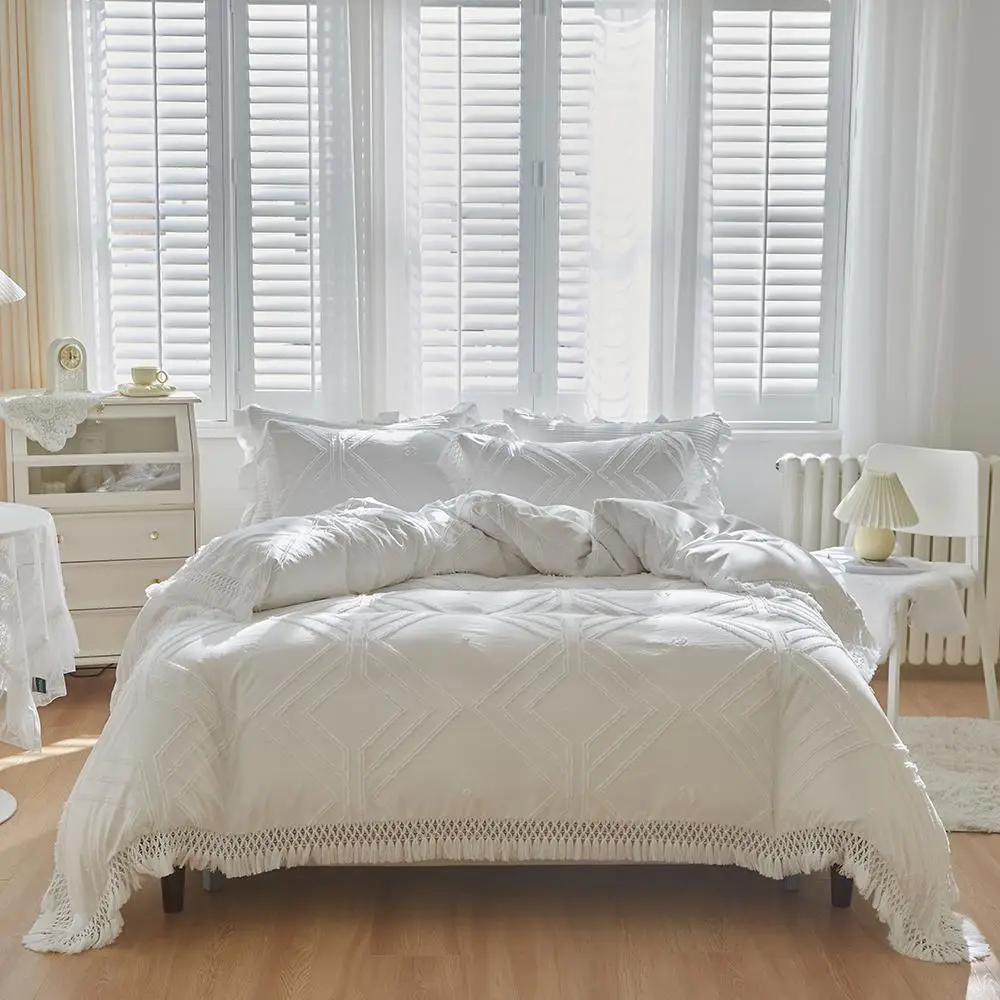 Plaid Print Tassel Duvet Cover Set, Including 1 Count Duvet Cover & 2 Counts Pillowcase without Filler, Comfy Bed Sets, Soft Cozy Bedding Set for Home