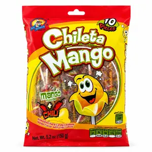 Chileta Mango 10ct | Mango Chili Lollipops  Sweet & Spicy Mexican Candy, Individually Wrapped, Party Favors