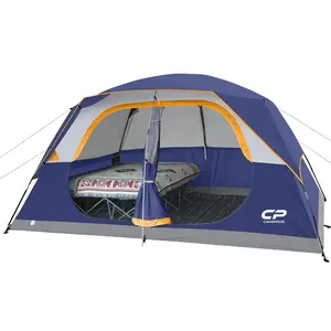CAMPROS CP Upgraded8 Person Camping Tents, Waterproof Windproof Family Tent with Larger Mesh Windows & Door, Double Layer, Easy Set Up, All-Season Dome Tent with Top Rainfly & Carry Bag