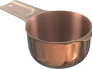 Premium 3/4 Cup Measuring Cup (180 ml) - Stainless Steel Copper Finish, One-Piece Construction, Dishwasher Safe, Accurate for Wet & Dry Ingredients – One Single 3/4Cup