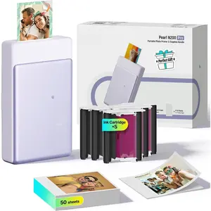 N200 Pro Portable AI Photo Printer,  Mini Picture Printer for  Smartphone, Thermal Dye Sublimation  Sticker Maker 50 Sheets 2x3 Adhesive Paper & 5 Cartridges,