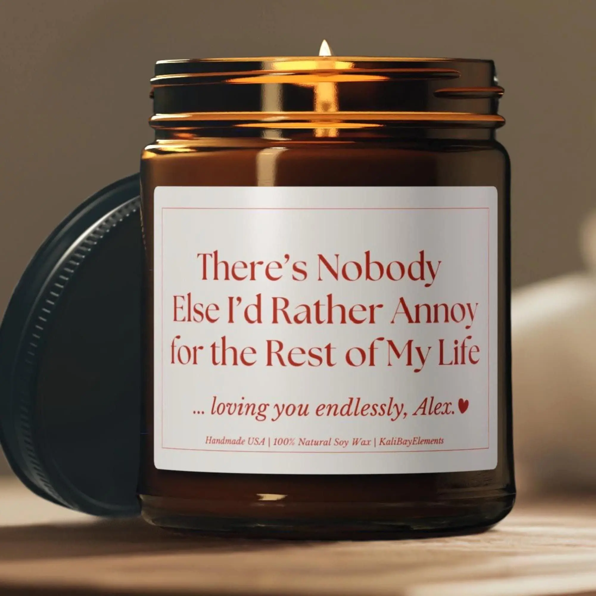 Funny Valentine Day Gift for Boyfriend or Husband, Personalized V-Day Gift for Wife or Girlfriend, Anniversary Candle