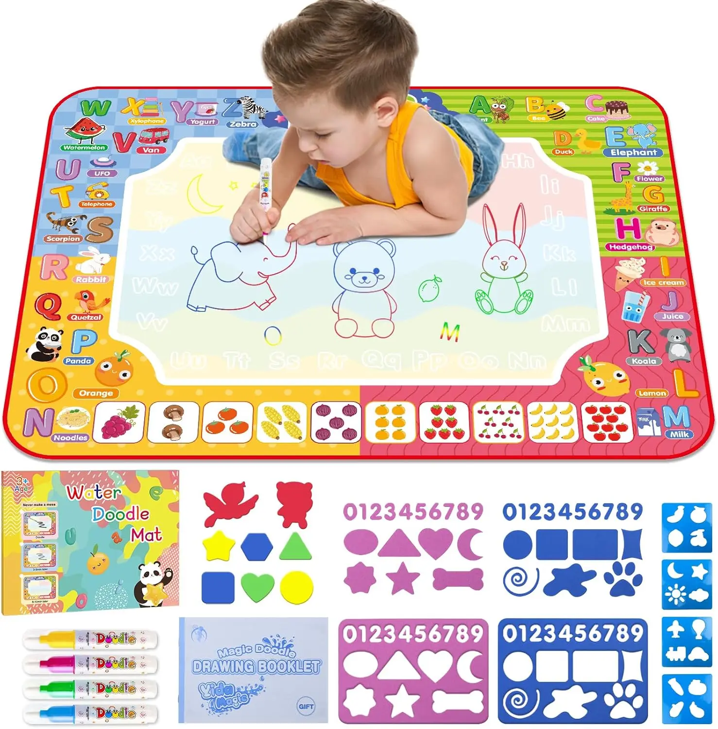 Magic Water Doodle Mat Toy 32x24 Inch – Mess-Free Magic Drawing & Painting Mat for Kids, Educational Toy for Boys & Girls, Easter & Birthday Gift Age 3-8