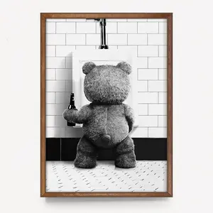 [SALE UP TO 50]Funny Comedy Bathroom Poster Toilet Ted Movie Restroom Decor Meme Dorm Room Wall Art For Men Humorous Teddy Bear Unique Artwork