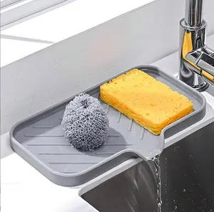Household Essentials Silicone Sink Drain Mat, Non-slip Sink Drying Mat, Kitchen Gadget Space Saver, Self-draining Sponge Holder, Kitchen Accessories