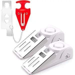 Upgraded Door Stop  with Portable Door Lock 120 dB Travel Door Stopper Door Wedge  with 3 Levels Sensitivity for Hotel, , Apartment