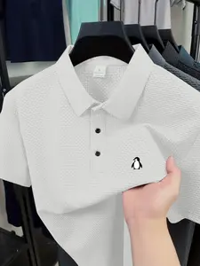 Black and White Penguin Golf Course Men's Polo Professional Quick Drying Elite Social Robe Men's Ice Feel Quick Drying Polo Shirt Polyester Spandex Blended Summer Moisture wicking