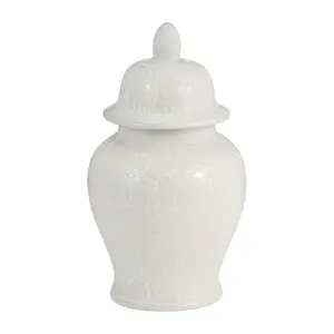 Sagebrook Home 10" Ivory Temple Jar Ceramic Chinoiserie Classic Contemporary Decorative Ginger Jar Bottles Traditional
