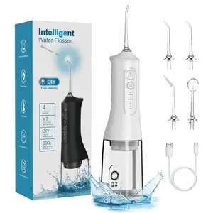 Cordless Pulse Rechargeable Oral Irrigator, Portable Water Flosser for Teeth & Gums, Teeth Cleaner, Ipx7 Waterproof, 4 Flossing Tips