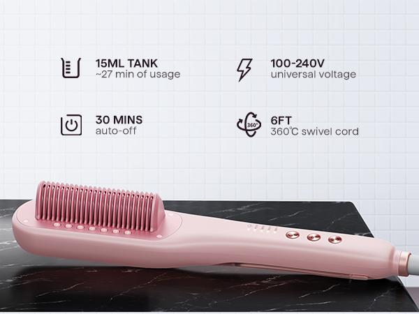 Wavytalk Steamline Pro Steam Hair Straightener Brush Hair Straightening Comb with Scrunchie and Glove