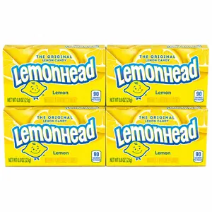 Lemonhead Original Lemon Candy Changemaker Boxes 4-Pack Sweet & Sour Tangy Flavor Iconic Bite-Sized Treats for On-The-Go Snacking Bonbon Chewy