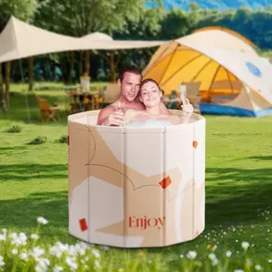 Portable Bathtub For Adults Foldable SPA Soaking Standing Bath Tub For Shower Stall, Freestanding Non-Inflatable Hot Ice Bath Tub With Thickened Thermal Foam To Keep Temperature.Home Outdoors Gyms, Quick Opening Without Installation