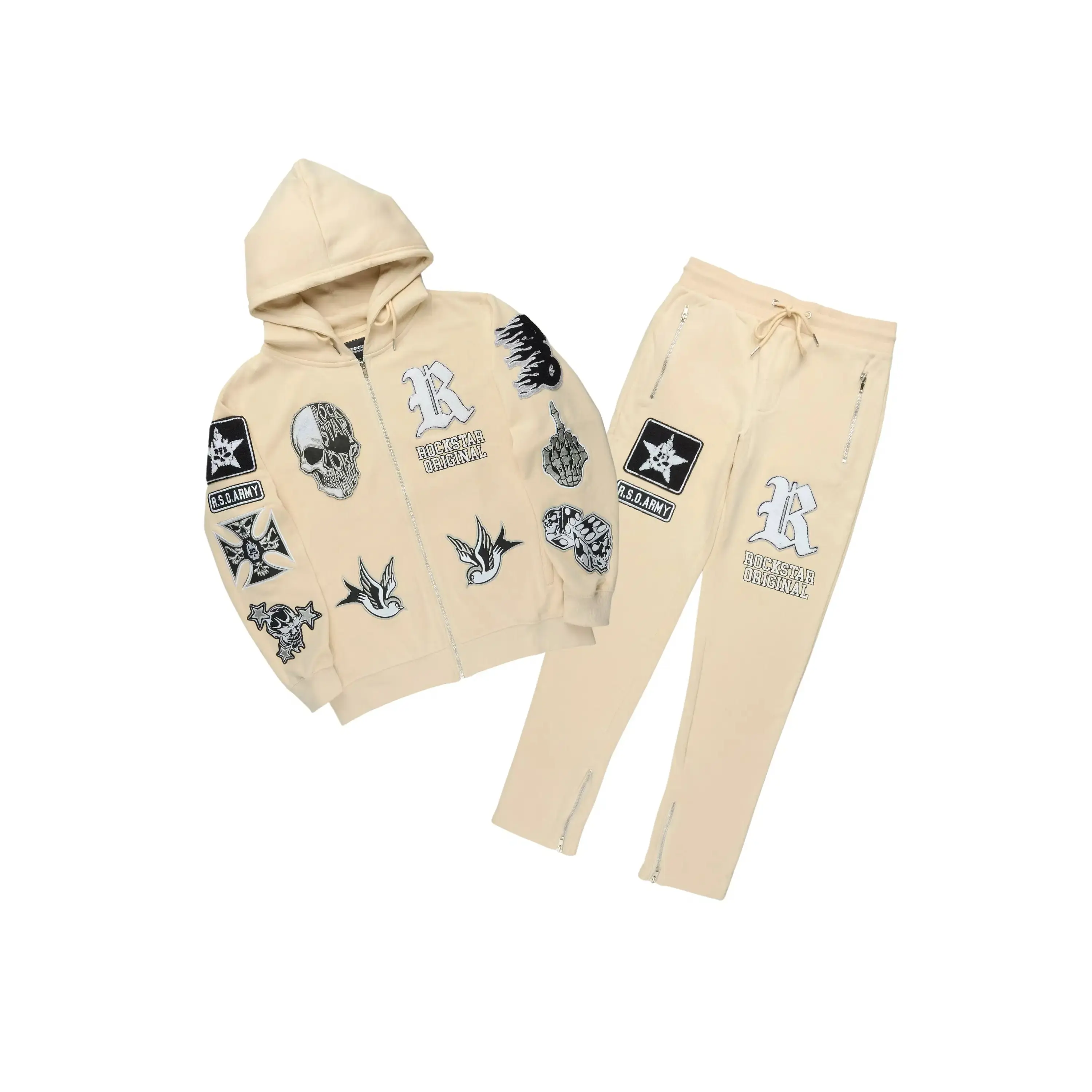 Vidar Beige Hoodie/Slim Fit Track Set
