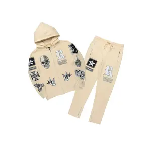 Vidar Beige Hoodie/Slim Fit Track Set
