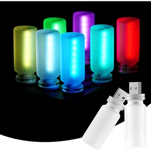 Interior USB LED Night Light, Touchable Dimming with 13 Modes of  Ambient Lighting Kit, Frosted Glass Bottle Lamp,  Interior Accessories Suitable for  , Pack of 2