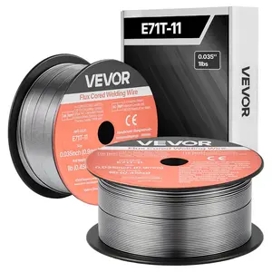 VEVOR Flux Core MIG Welding Wire, E71T-11 0.035-inch 1 LBS, Gasless Mild Steel Welding Wire with Low Spatter for All Position Arc Welding, Self-Shielded for Outdoor Use (Pack of 2 Rolls)