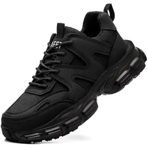 Steel Toe Shoes for Women Men Wide Non Slip Composite Work Sneakers Indestructible Comfortable Safety Tennis Shoes Lightweight Breathable Construction Sneakers Puncture Proof Ergonomic Design