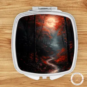 Moonlit Forest Compact Mirror - Gothic Dark Academia Gift