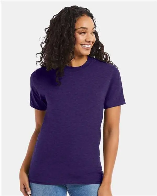 Custom Embroidered - Hanes - Unisex Beefy-T® T-Shirt - Grape Smash Heather - 5180