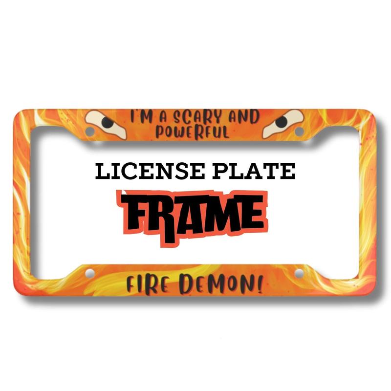 Calcifer Fire Demon License Plate Frame Howl's moving Castle Studio Ghibli Fanart Anime License Plate Frame Orange Plate Frame Spark Fire